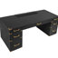 Bureau avec bordure en métal, 5 petits tiroirs, 2 classeurs pour installation de bureau, 7 prises de recharge classiques