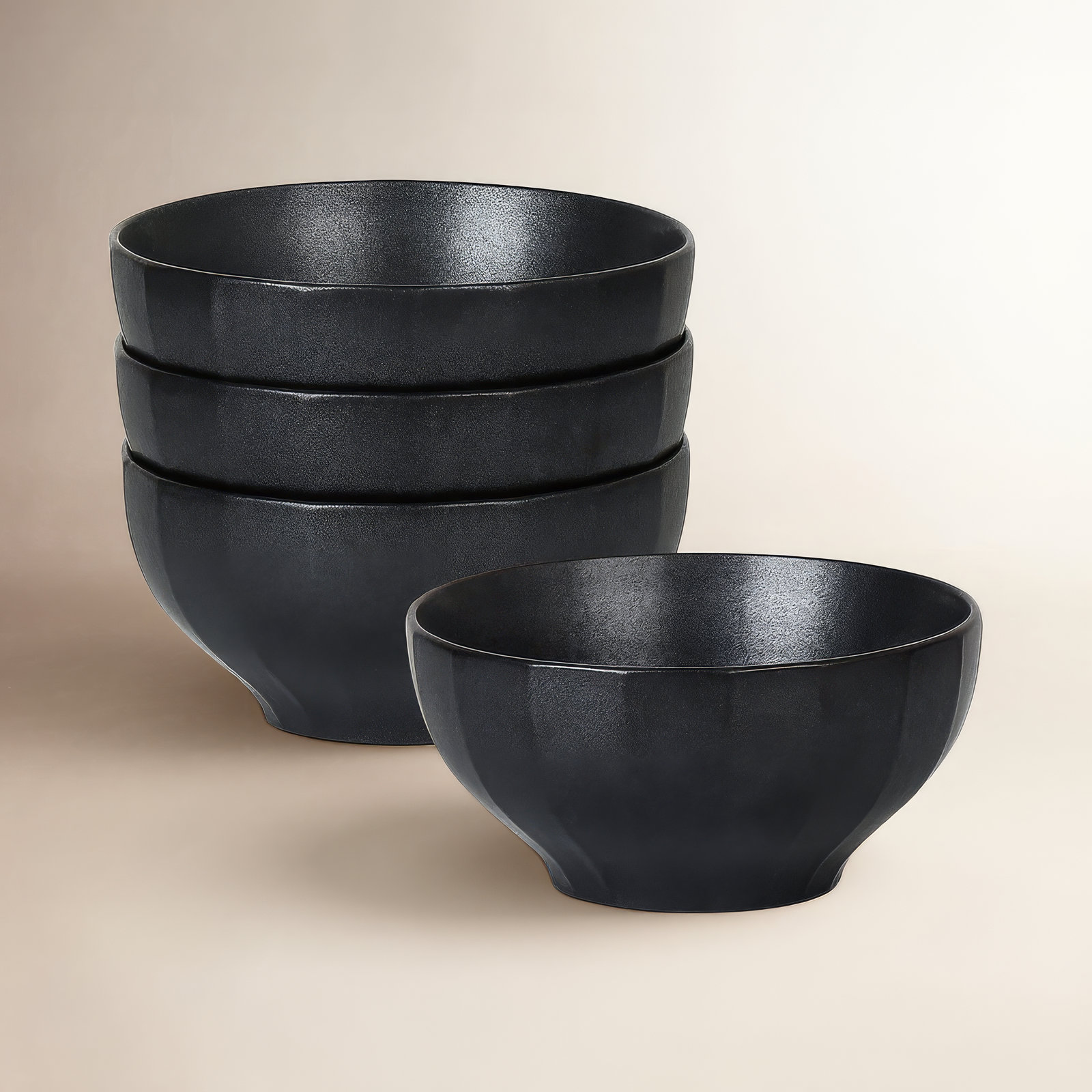 Stone Lain Rio 4-Piece Bowl Set Stoneware, Black