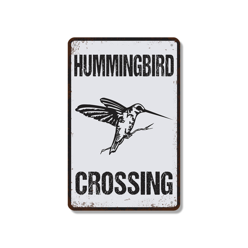 Enseigne de fantaisie en aluminium 7 po x 10 po Hummingbird Crossing, H 7 po x l 10 po x P 0,1 po