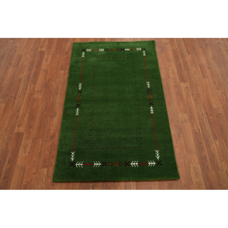 Green Tribal  Accent Oriental Rug 3x5