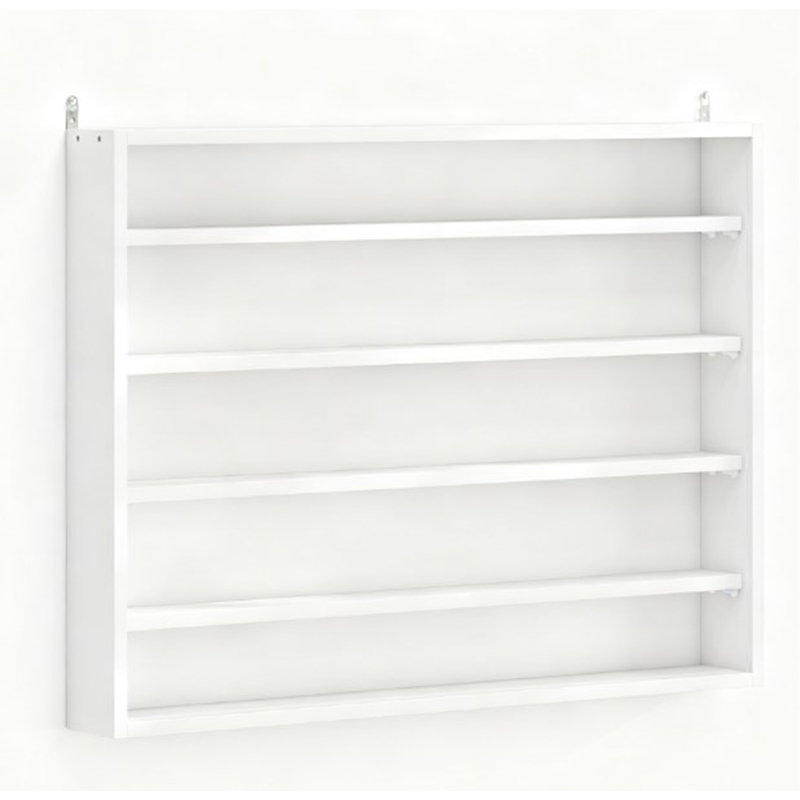 Vitrine murale, vitrine à 5 niveaux avec 2 portes en verre et tablettes réglables, Blanc