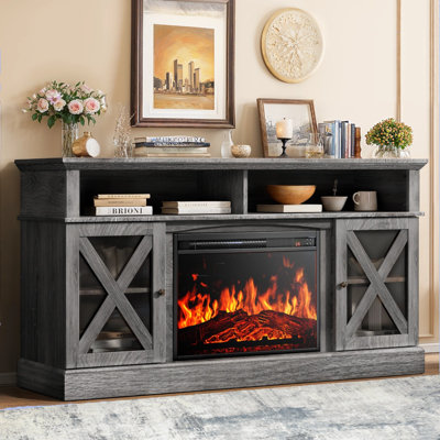 Cozyhaven Electric Fireplace TV Stand & Modern Washable Rug Bundle