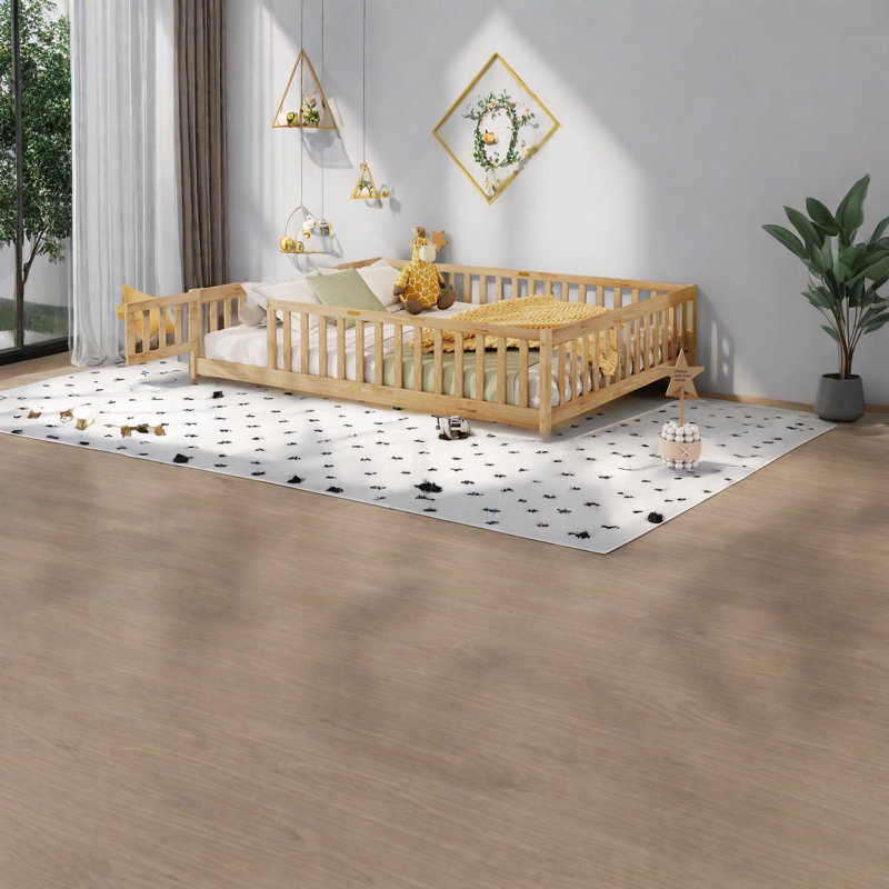 Grand lit multifonctionnel en bois d'hévéa pour la maison