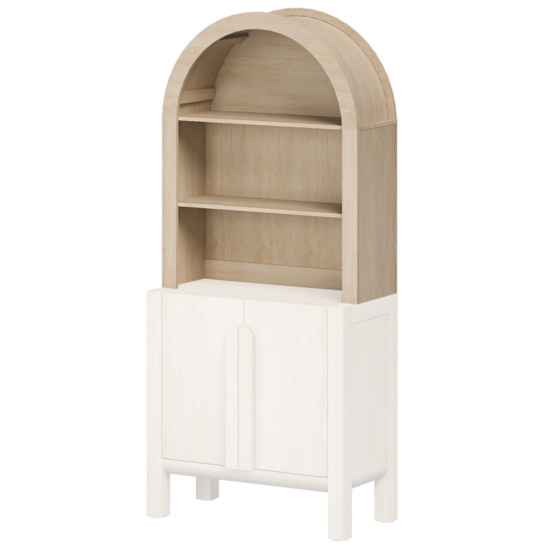 Bibliothèque arquée à 2 tablettes Wampat, Beige