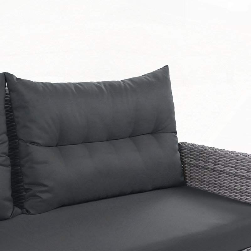 Patio Rattan Furniture Set with an Adjustable Table, Recliners with Extendable Side Tables