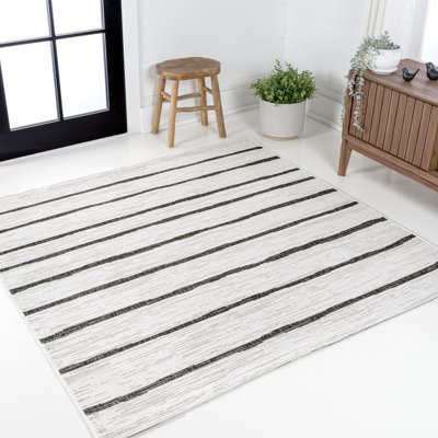 Sieghard Berber Stripe Ivory/Black Indoor/Outdoor Rug