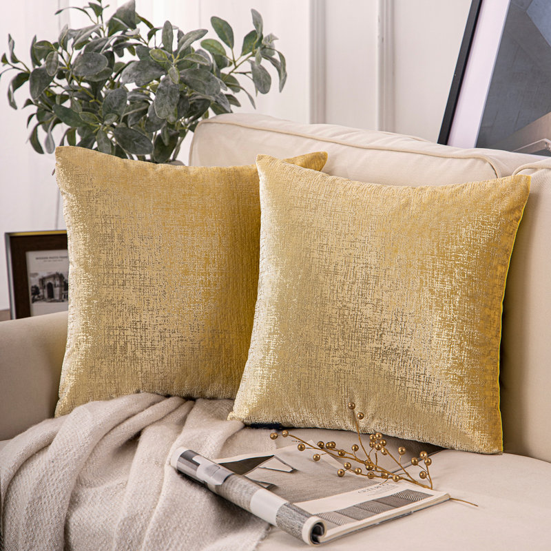 Beige Textured Velvet Throw Pillow, Decorative Cushions for Sofa Bed, Beige, Square 18", Polyester