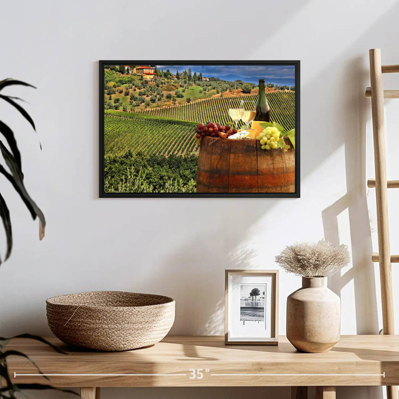 Vin blanc toscan, 19 po x 13 po, Cadre flottant noir