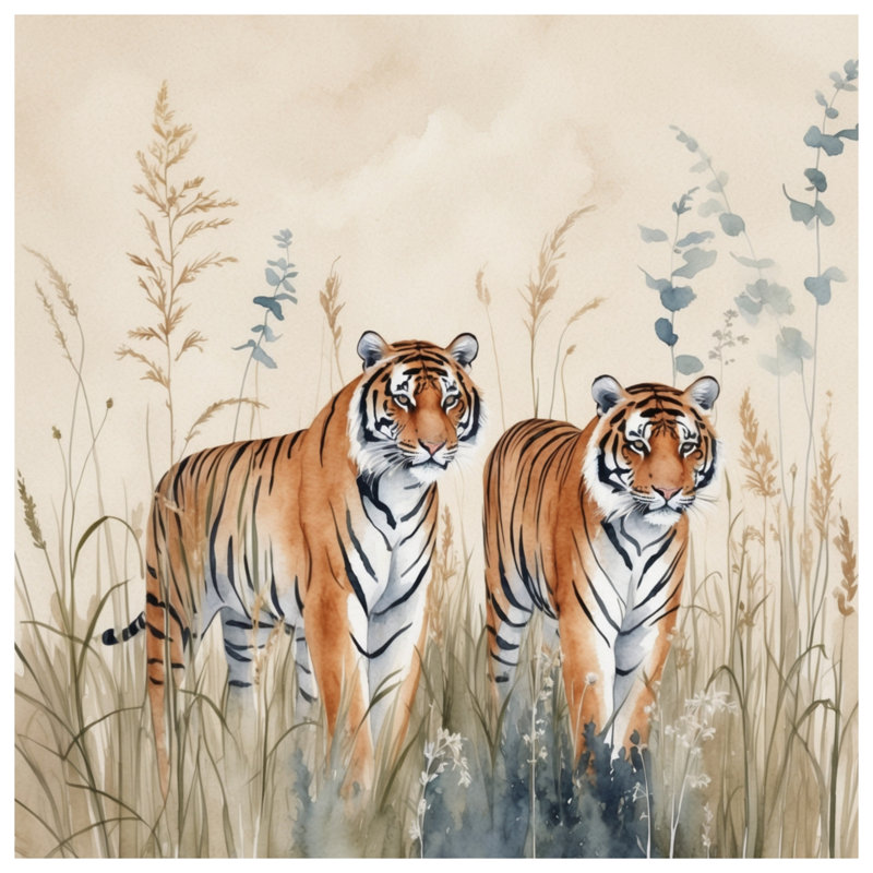 Housses de couette deux tigres dans l'herbe, Grand lit
