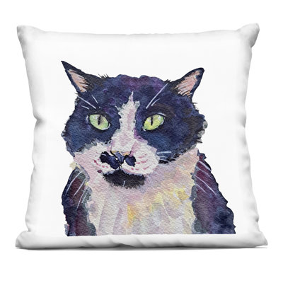 Tortie Cat Portrait Decorative Printed Throw Pillow, design by Tatiana Roberts