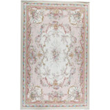 Hand-Knotted High-Quality Ivory and Rose Area Rug