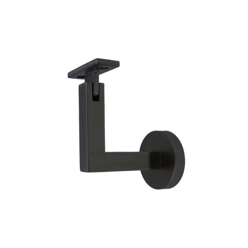 Support de main courante à fixation en surface avec rosette ronde et plaque plate, Satin Black
