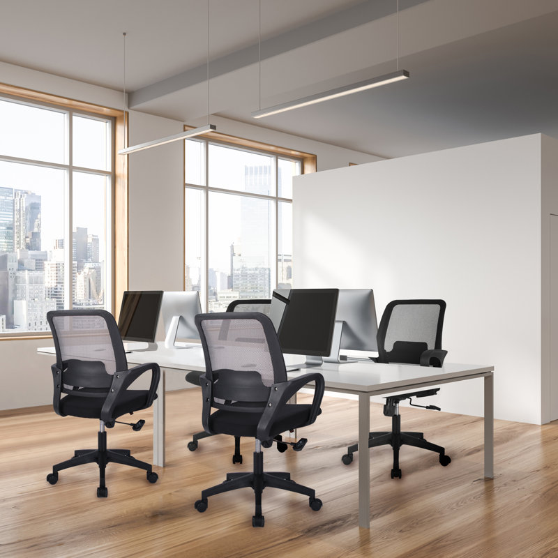 Chaise de bureau ergonomique Nectara avec dossier en filet, accoudoirs, conception peu encombrante, Noir
