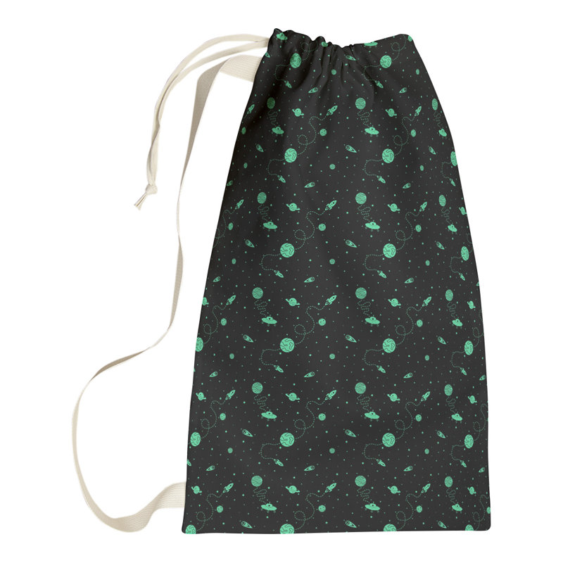 Leffel Fabric Laundry Bag with Handles, Large (76.5" H x 29.5" W x 1.5" D), Black/Green