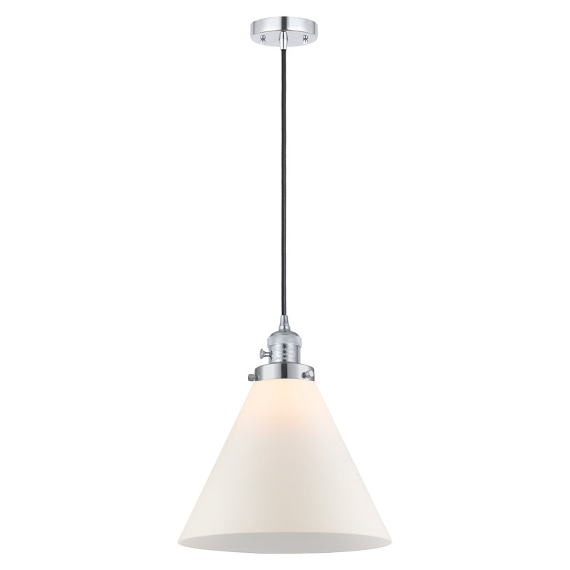 Anisley 1 - Light Single Pendant, Matte White, 14.13" H x 12" W x 12" D, Polished Chrome