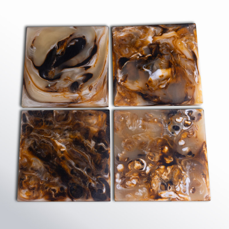 Keirn Resin Square 4 Piece Coaster Set