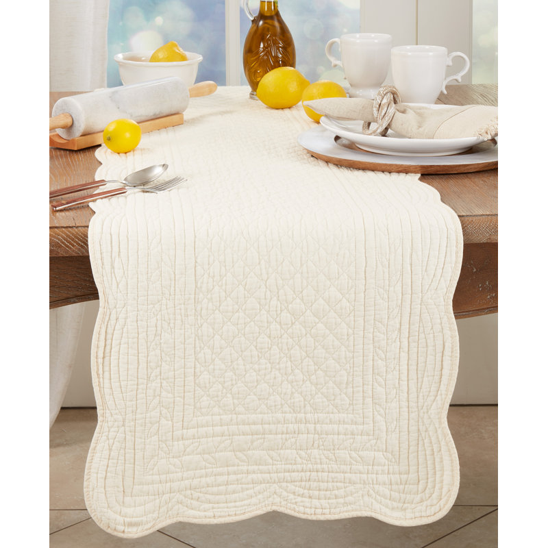 Sophisticated Quilted Table Runner, Ivory