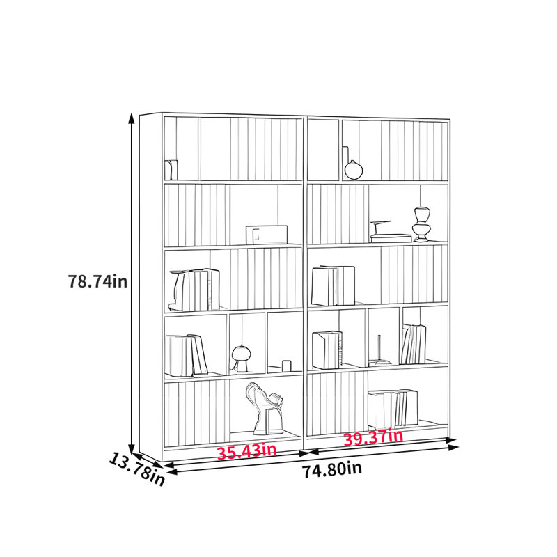 Petrimir, (10 tablettes) H 78,74 po x l 74,8 po x P 13,78 po, Brun
