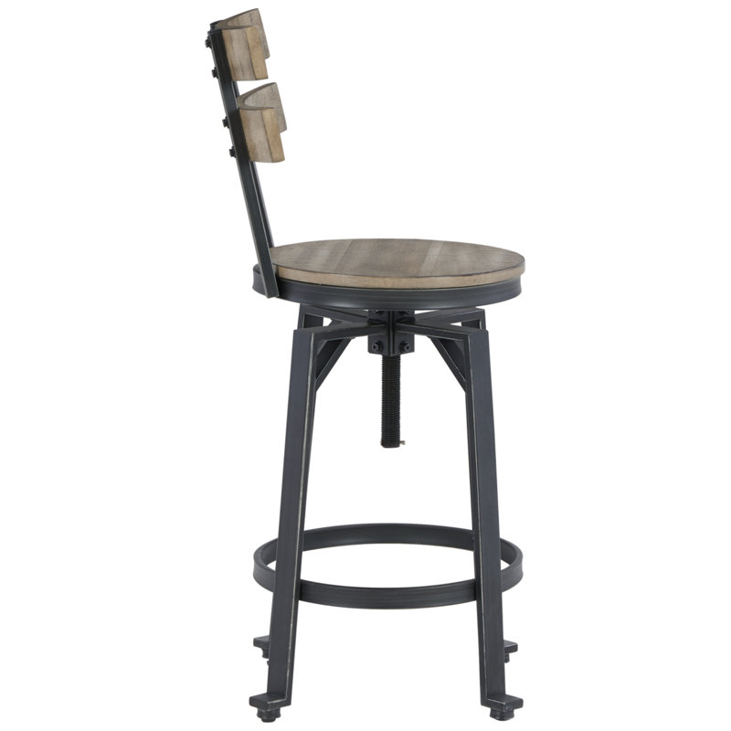 Rustic Charm Two-Tone Swivel Counter Height Barstool in Distressed Brown