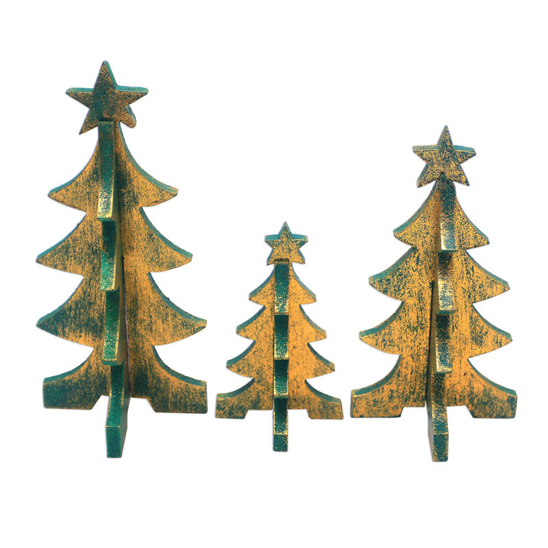 Made of Wood Christmas Tree Set: 3pc Made of Wood Christmas Tree Set: 3pc