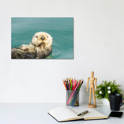 USA, California, San Luis Obispo. Sea otter waving. 1 Piece Wrapped Canvas Wall Art