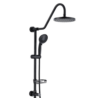 Wall Mounted Shower Assembly With 8" Large Rain Head And Handheld In Bronze Lustre Adjustable Height Oil-Rubbed Finish