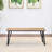 Industrial Wood Bench With Rustic Dark Pine Finish. Versatile For Home. Natural Veneer And Metal Support. 13.56W X 48D 18H. Brown. Assembly Required Industrial-Style Dining Bench. Furniture Piece.