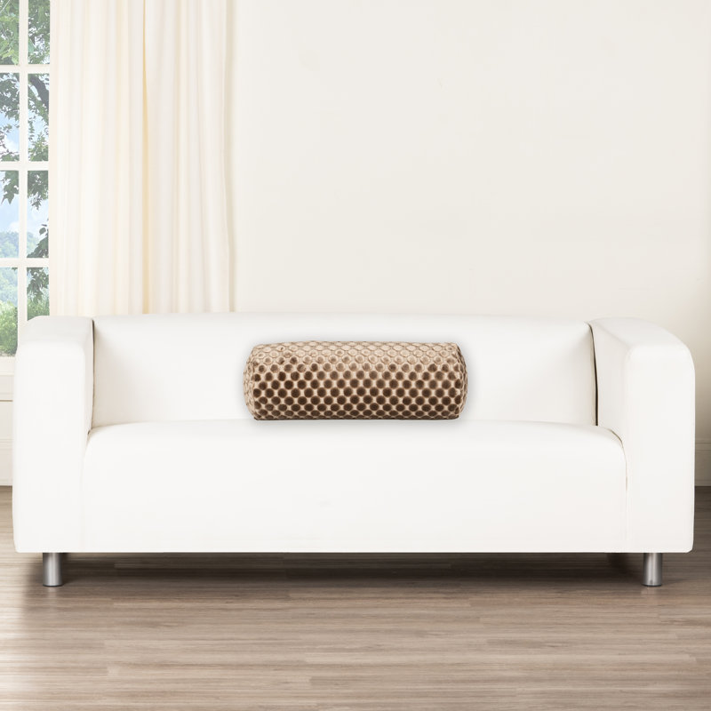 Oreiller en velours Nirvan, Champignon, Polyester, Traversin H 8 po x l 21 po
