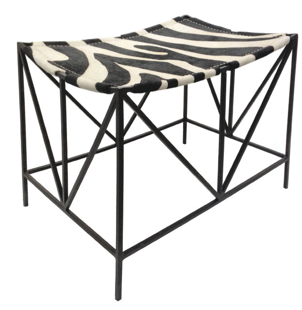 Darius Metal Accent Stool, Natural Light Hide