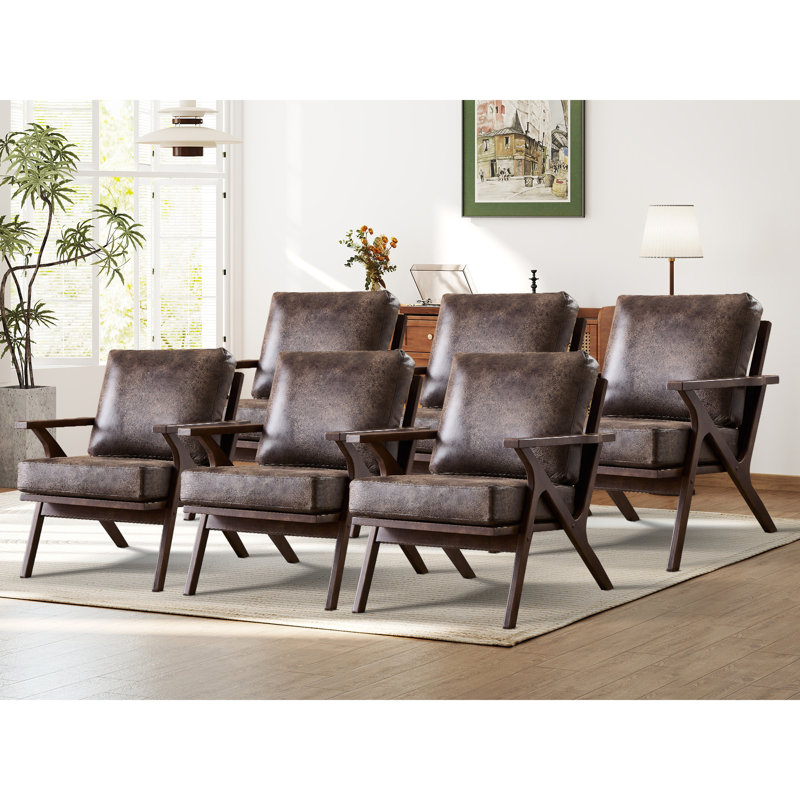 Fauteuil en similicuir avec structure en bois massif Joichiro , Marron foncé, 6