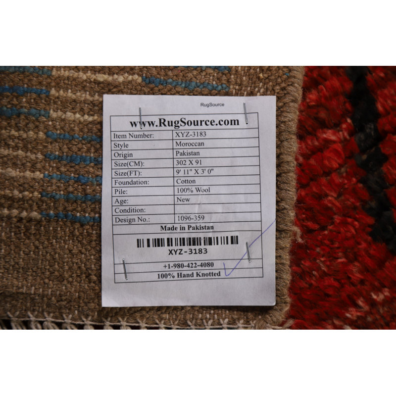 One-of-a-Kind 3' x 9'11" New Age Runner Wool Area Rug in Beige and Blue