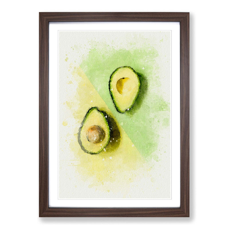 Avocado Split in Abstract - Picture Frame Graphic Art Print, Walnut Framed, 65cm H x 48cm W x 2cm D