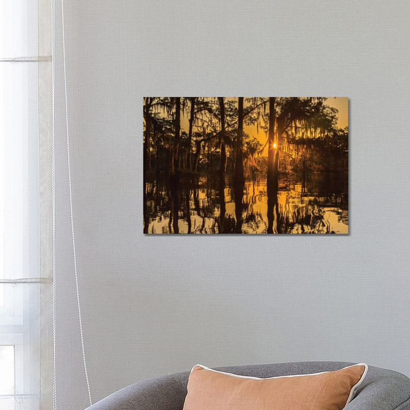 USA, Louisiana, Atchafalaya National Wildlife Refuge. Sunrise on swamp. 1 Piece Wrapped Canvas Wall Art