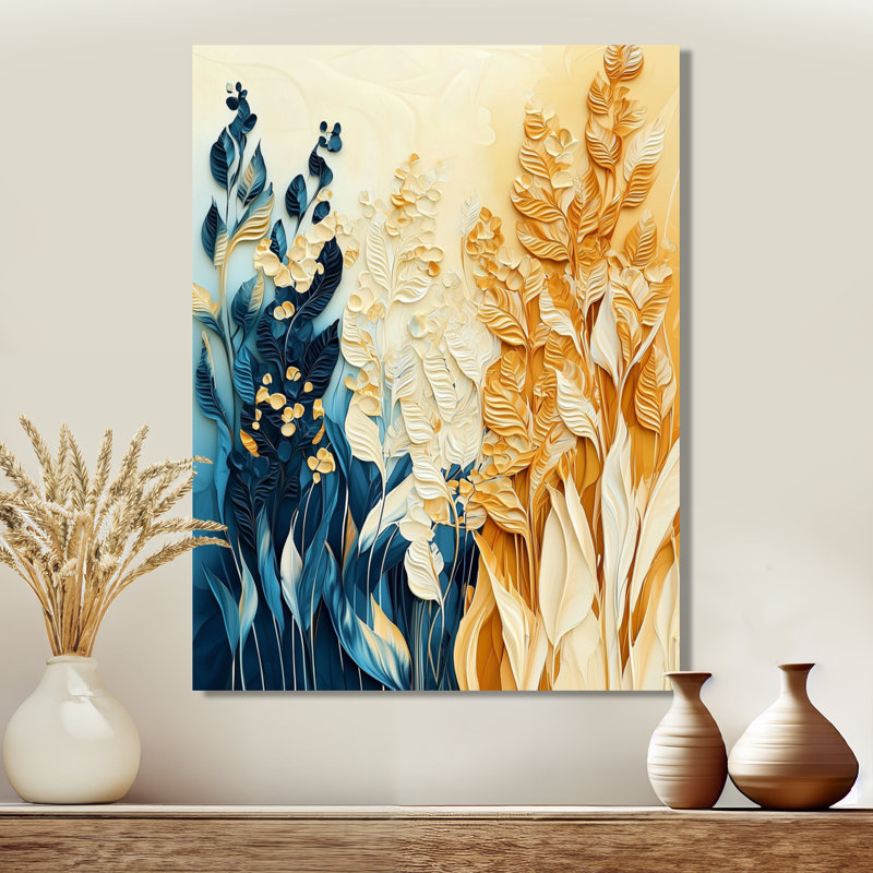 Wildflower Meadow In Autumn - Botanicals, décoration métallique, impression moderne sur métal, H 32 po x l 16 po