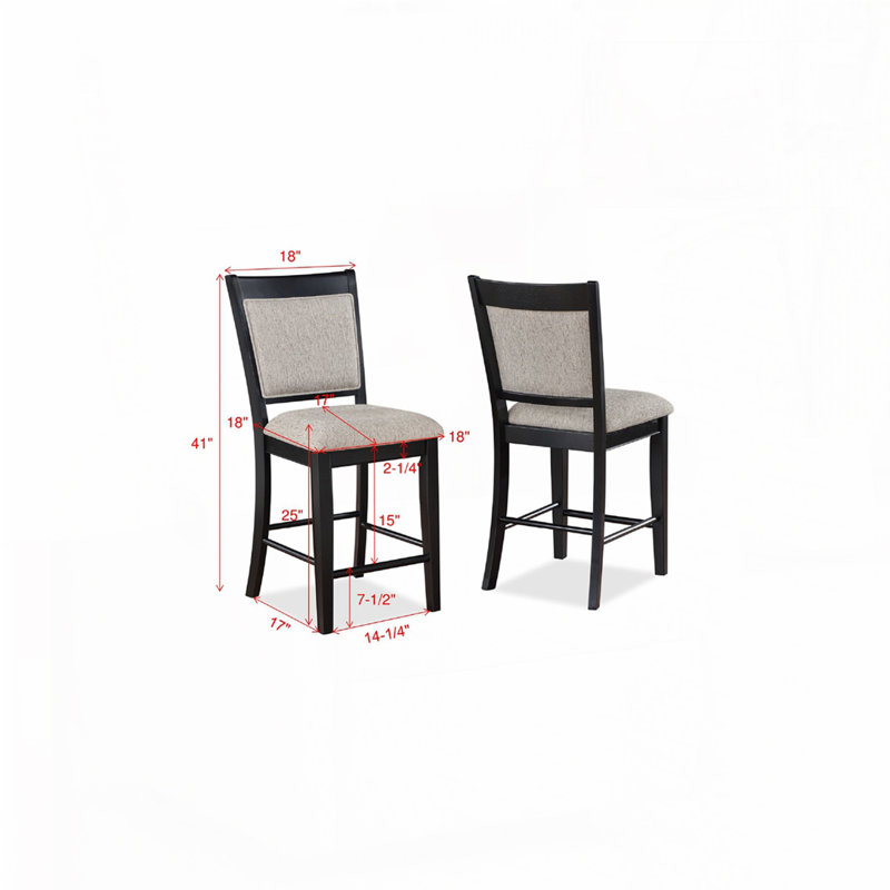 2pc Counter Height Chair, Beige, Black