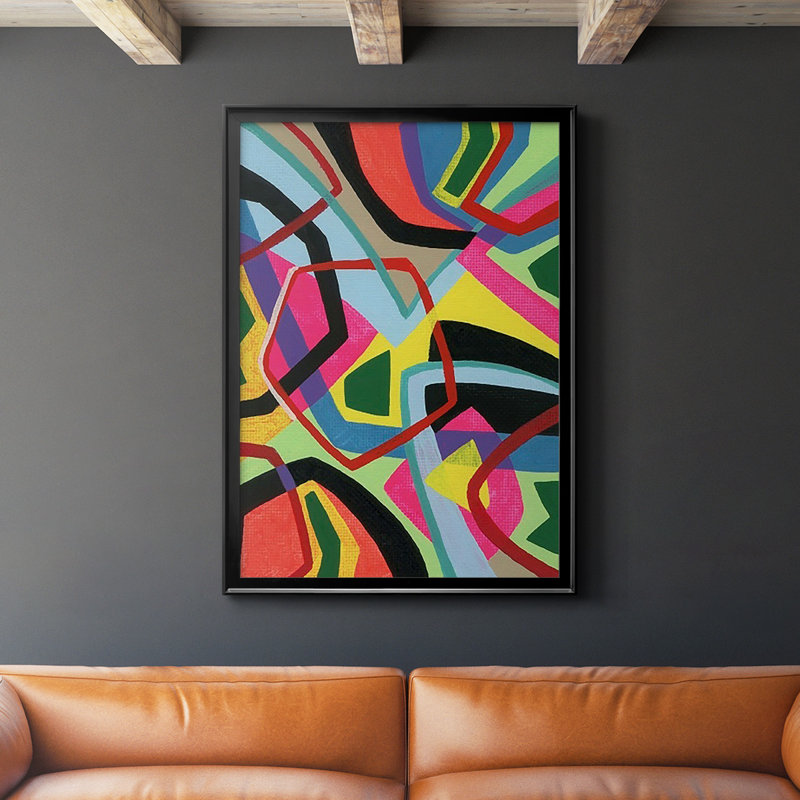 «Bold Shape Shift II», impression d'un seul cadre, H 42,5 po x l 30,5 po, Toile encadrée noire, Pas de tapis