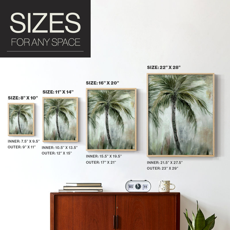 «Tropical Palm I», reproduction encadrée - bois massif, Naturel, H 21 po x l 17 po