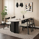 Simple artistic rock slab dining table chair set