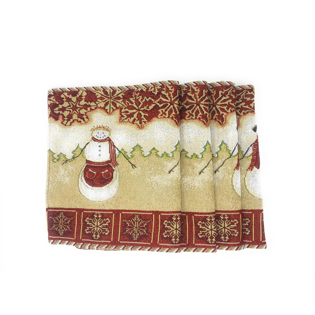 Pate Osborn Snowman Couple Woven Tapestry Placemat (Set of 4) The Holiday Aisle®