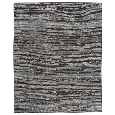 Wool Abstract Area Rug in Black/Dark Gray