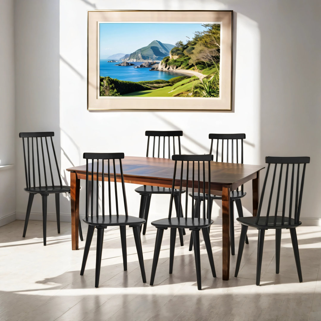 Delphina 17" Wide Contemporary Solid Wood Windsor Slat Back Dining Chair(Set of 6) (Set of 6) Gracie Oaks