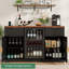 Armoire-bar à vin de 55 po avec station de charge, support à vin et réfrigérateur, buffet cannelé avec tiroirs pour la cuisine, la salle à manger et le salon-130186943