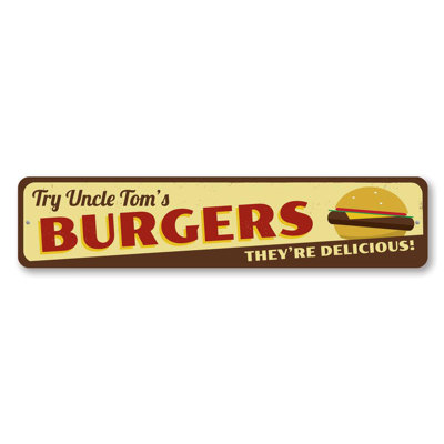 Enseigne en aluminium de délicieux burgers