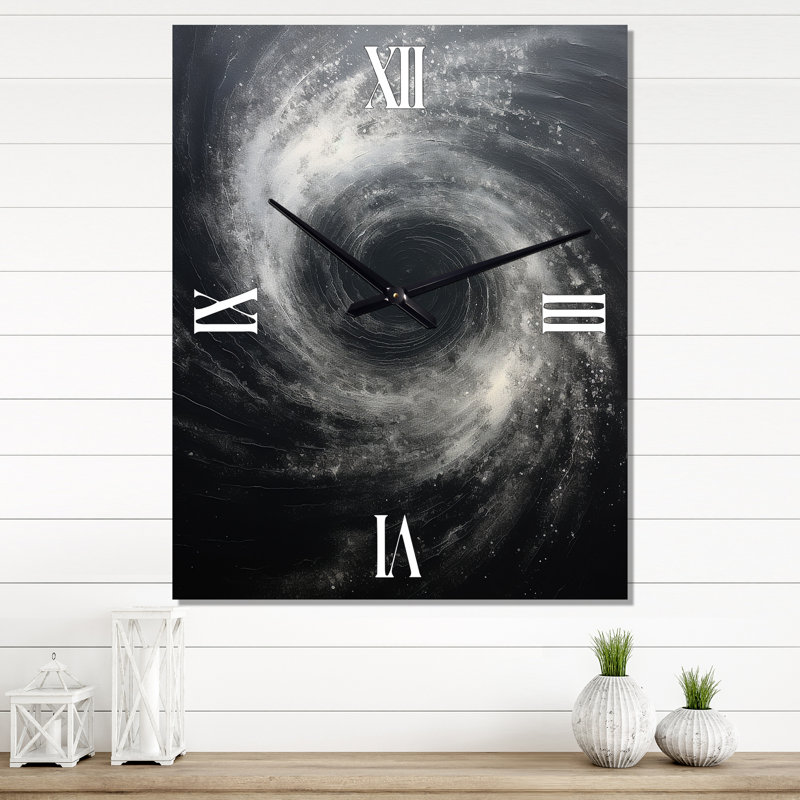 Horloge murale spirale noire surdimensionnée, Médium