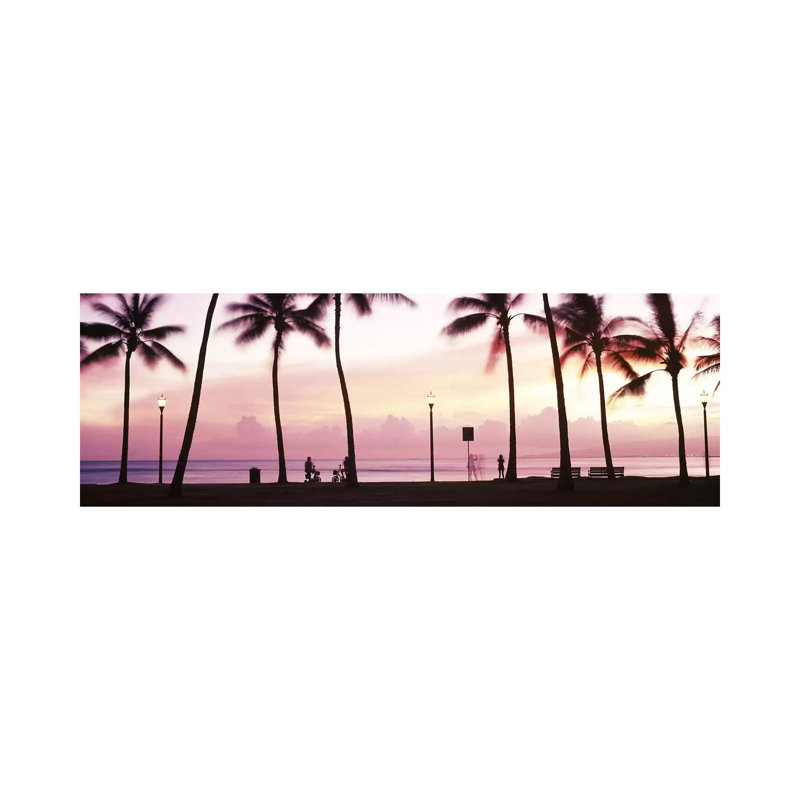 Palm Trees On The Beach, Waikiki, Honolulu, Oahu, Hawaii, USA #2 - Wrapped Canvas Panoramic Print