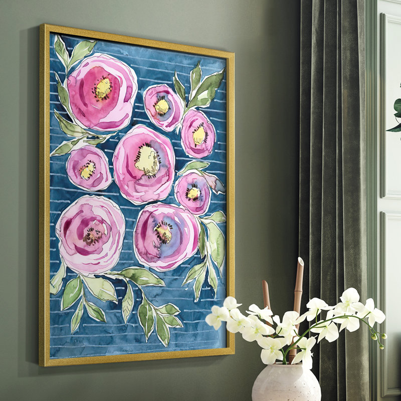 Floral Radiance I, reproduction encadrée - bois massif, Or, H 20 po x l 16 po