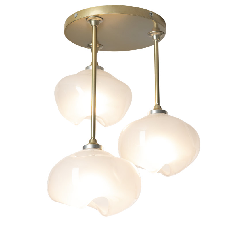 Plafonnier semi-encastré 3 lumières Ume, Laiton moderne