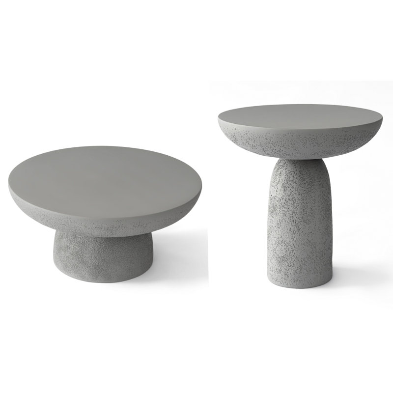 Ensemble 2 pièces tables de bout gris et champignon
