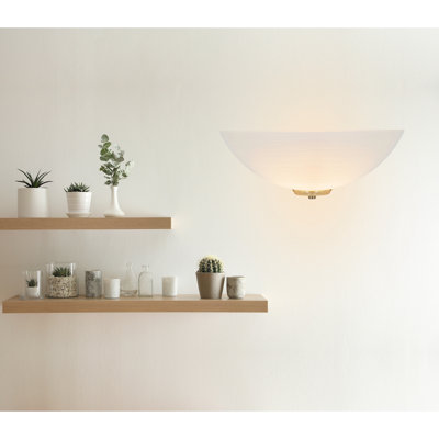 Maryjane Traditional Flush Wall Uplighter with Opal Swirl Glass Diffuser