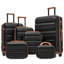 Ensemble 6 pièces de valises rigides en ABS - Valises légères et durables avec deux roues pivotantes, tailles de bagage à main et pour bagages